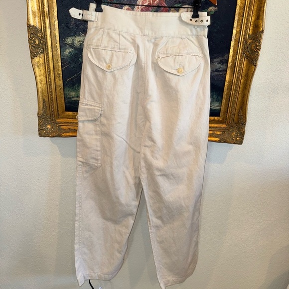Banana Republic Heritage Explorer Pants Cream High Waist Cargo Style Belted 10 - Picture 8 of 8